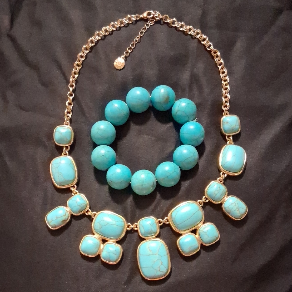 Monet Turquoise Necklace & Bracelet Set